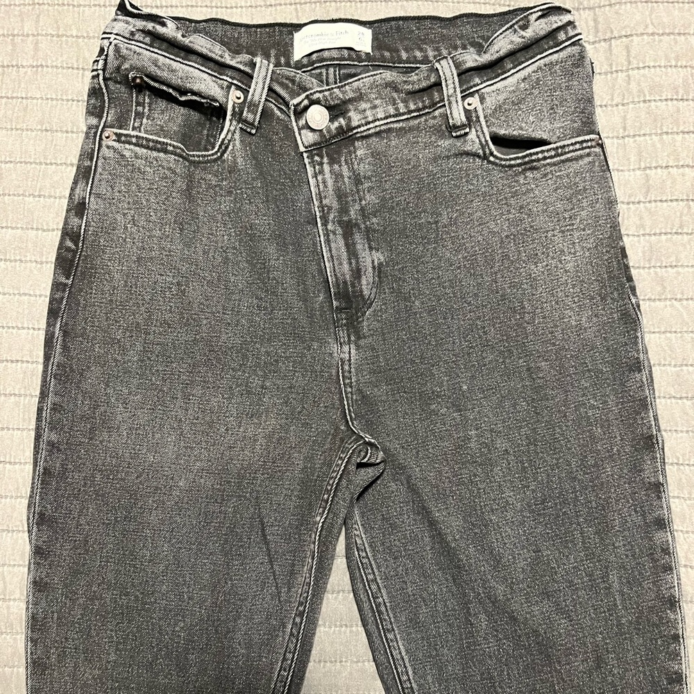 A&F Black Denim Straight Leg Jeans